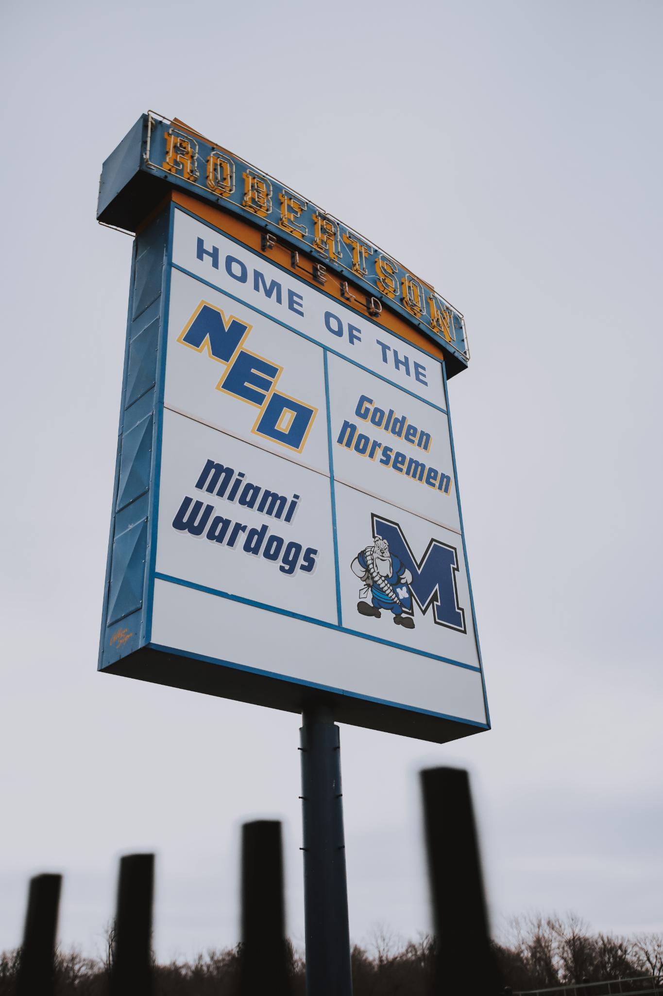 Multi-Face Pylon Sign Lit with Skeletal Neon