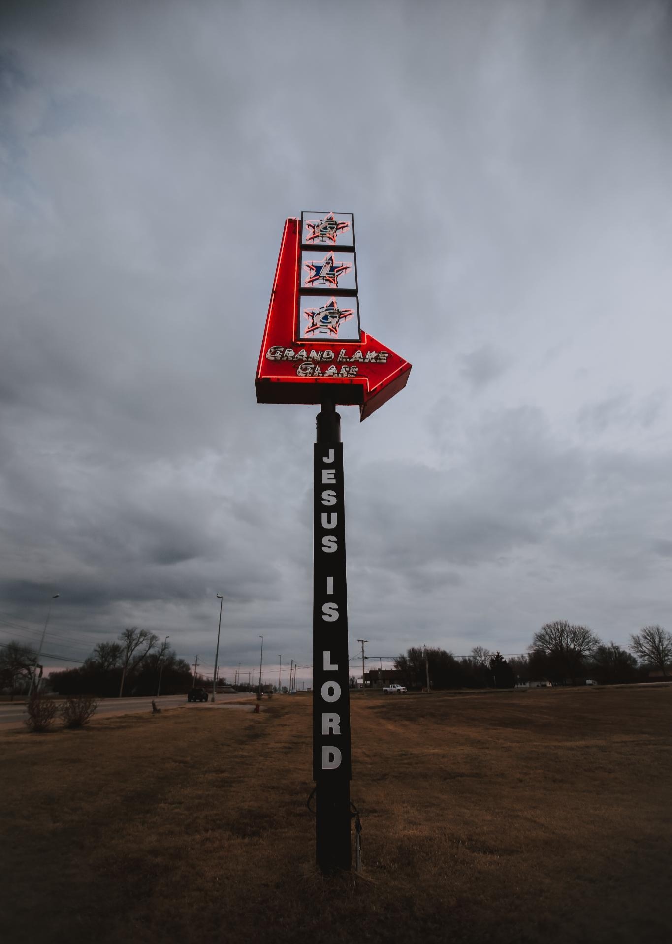 Pylon Sign with Animated Neon